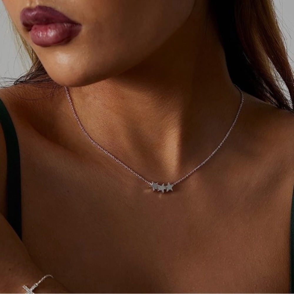 SILVER 14k Silver Gold Plated The Star Pendant Chain Necklace